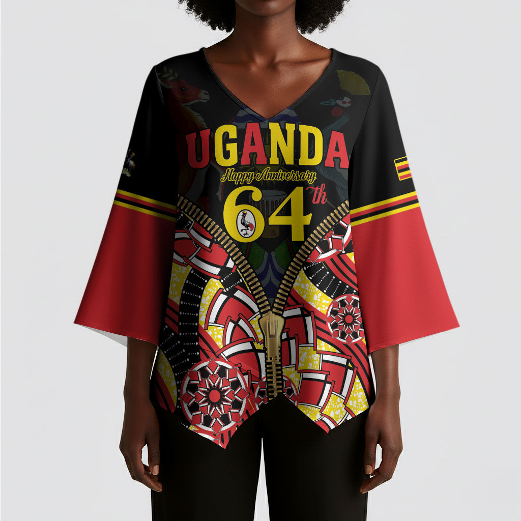 Personalised Uganda 64th Anniversary Kimono Sleeve Blouse Happy Independence Day