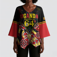 Personalised Uganda 64th Anniversary Kimono Sleeve Blouse Happy Independence Day