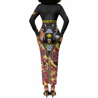 Personalised Uganda 64th Anniversary Long Sleeve Bodycon Dress Happy Independence Day