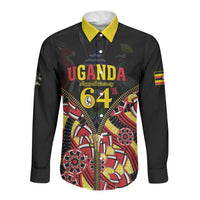 Personalised Uganda 64th Anniversary Long Sleeve Button Shirt Happy Independence Day