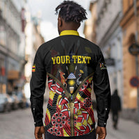 Personalised Uganda 64th Anniversary Long Sleeve Button Shirt Happy Independence Day