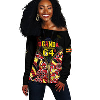 Personalised Uganda 64th Anniversary Off Shoulder Sweater Happy Independence Day