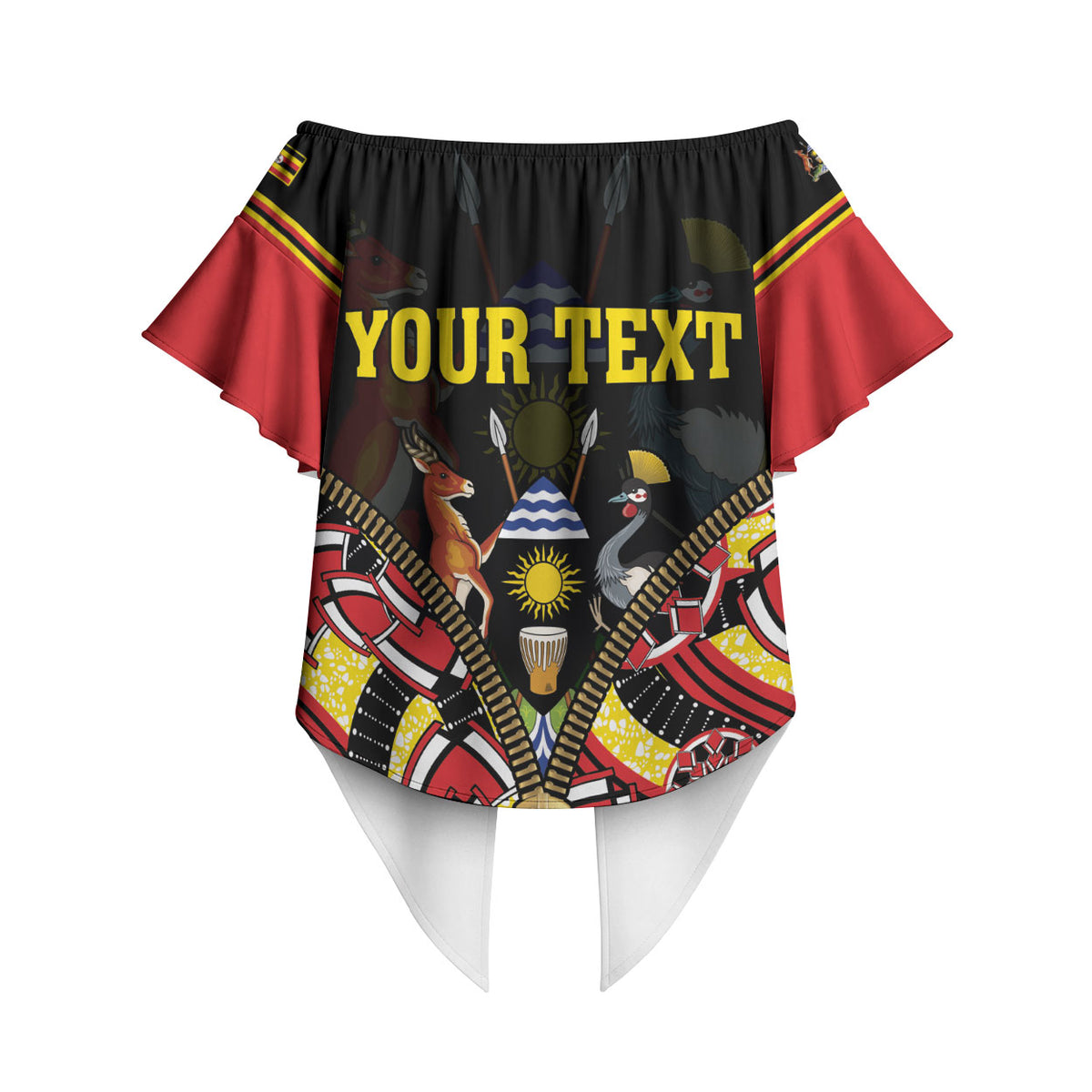 Personalised Uganda 64th Anniversary Off Shoulder Wrap Waist Top Happy Independence Day