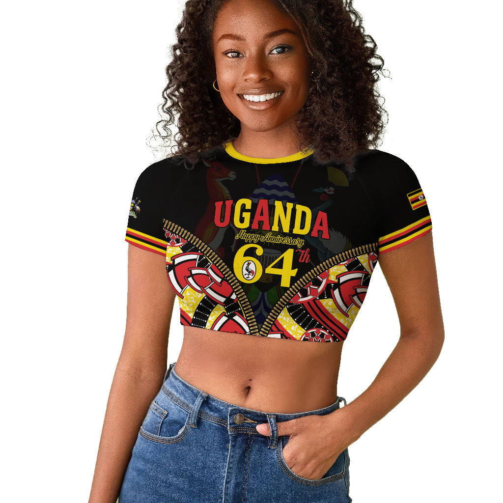 Personalised Uganda 64th Anniversary Raglan Cropped T shirt Happy Independence Day