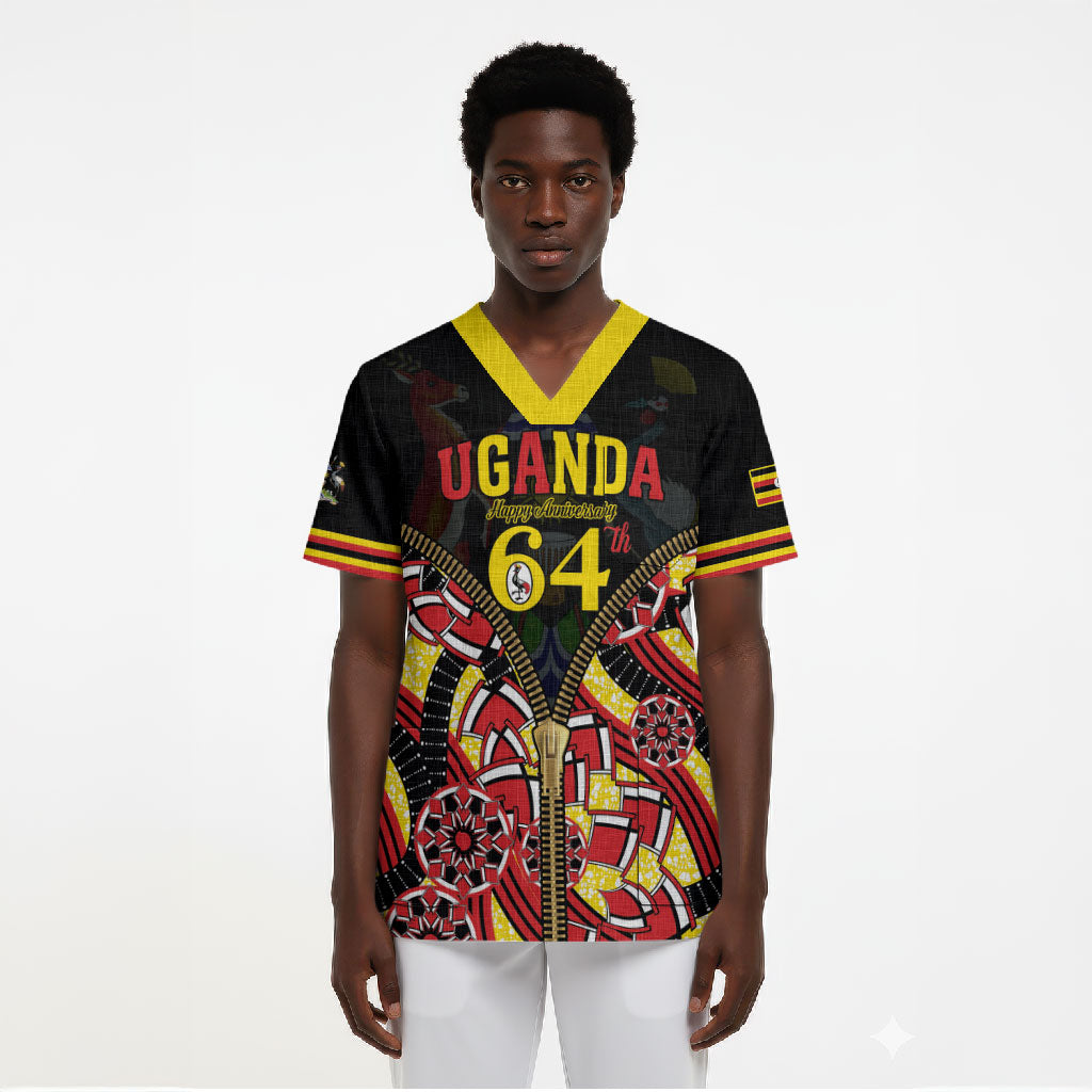 Personalised Uganda 64th Anniversary Scrub Top Happy Independence Day
