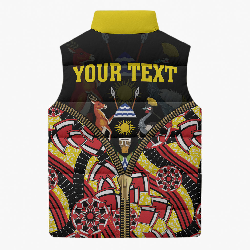 Personalised Uganda 64th Anniversary Sleeveless Puffer Jacket Happy Independence Day