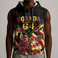 Personalised Uganda 64th Anniversary Sleeveless Zip Hoodie Happy Independence Day
