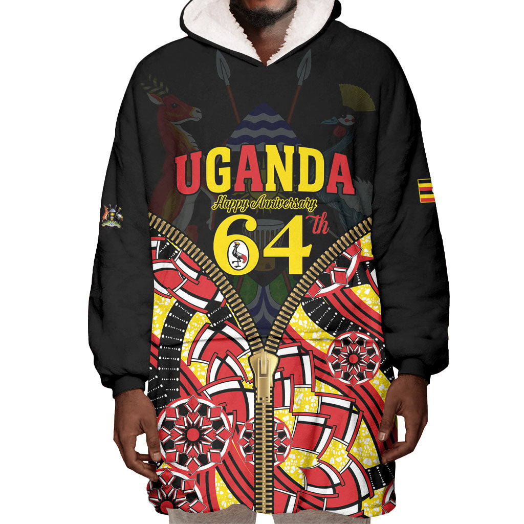 Personalised Uganda 64th Anniversary Wearable Blanket Hoodie Happy Independence Day