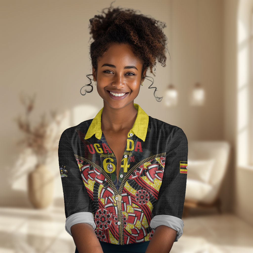 Personalised Uganda 64th Anniversary Women Casual Shirt Happy Independence Day