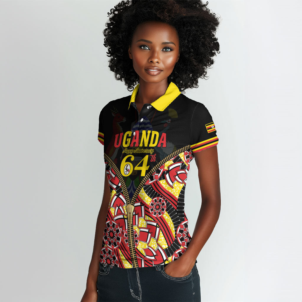 Personalised Uganda 64th Anniversary Women Polo Shirt Happy Independence Day