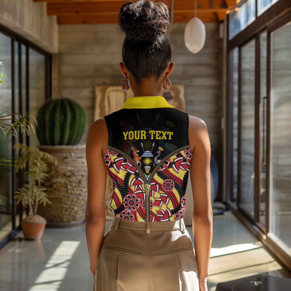 Personalised Uganda 64th Anniversary Women Sleeveless Polo Shirt Happy Independence Day