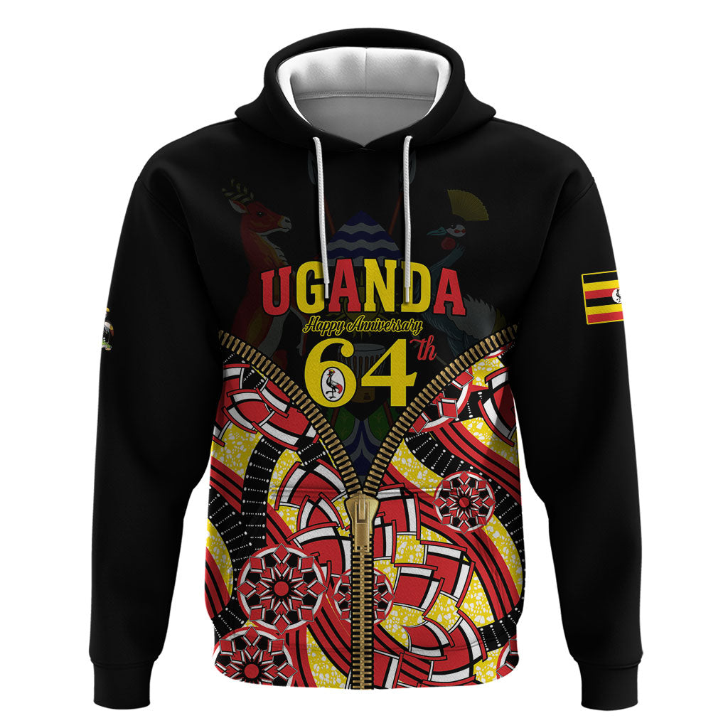 Personalised Uganda 64th Anniversary Zip Hoodie Happy Independence Day
