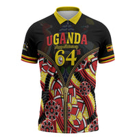 Personalised Uganda 64th Anniversary Zipper Polo Shirt Happy Independence Day