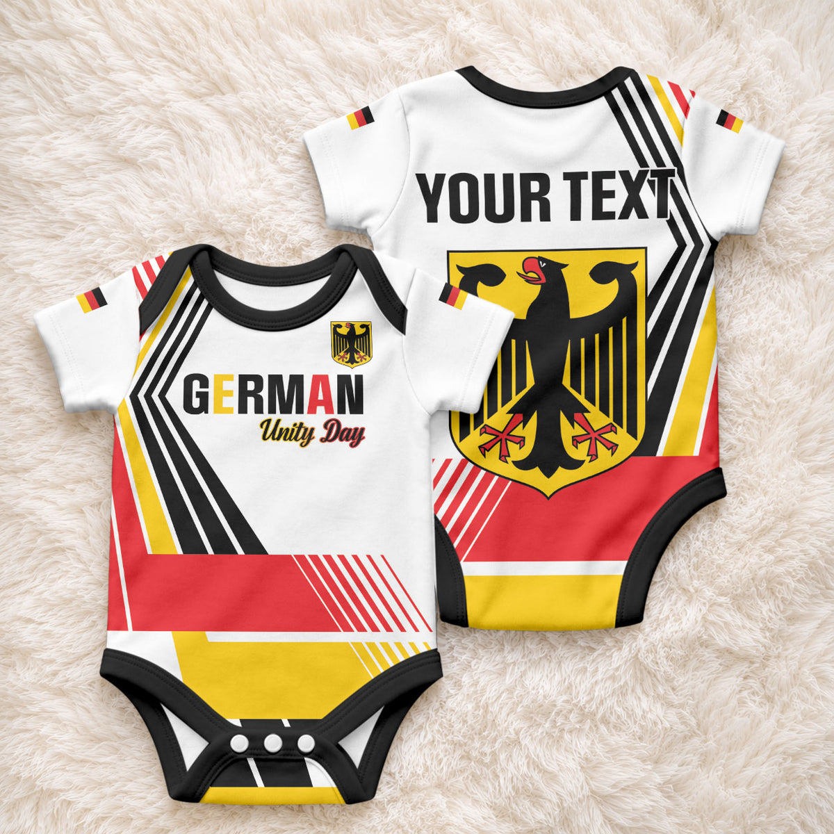 Personalised German Unity Day Baby Onesie Deutschland Flag Stylized