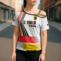 Personalised German Unity Day Cross Shoulder Shirt Deutschland Flag Stylized
