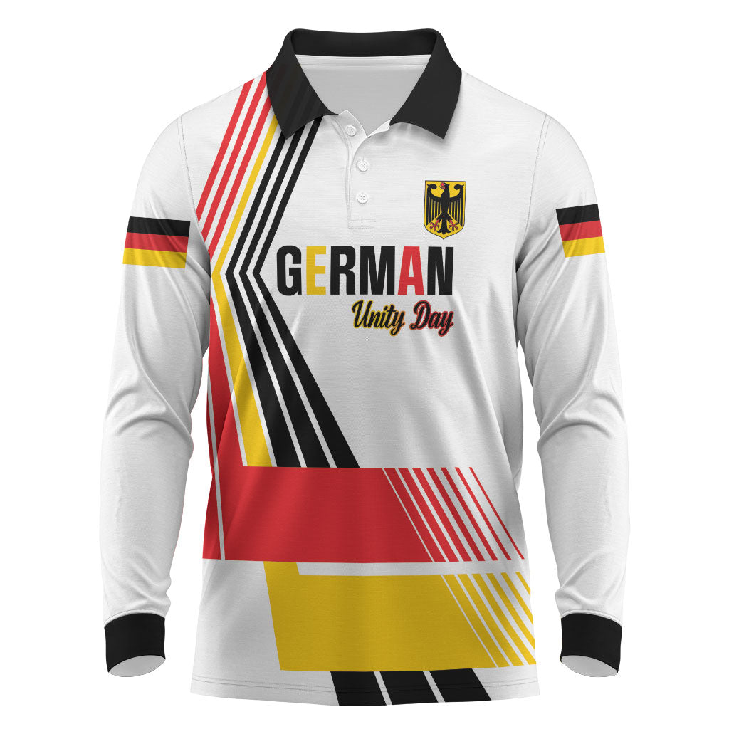 Personalised German Unity Day Long Sleeve Polo Shirt Deutschland Flag Stylized