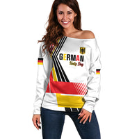 Personalised German Unity Day Off Shoulder Sweater Deutschland Flag Stylized
