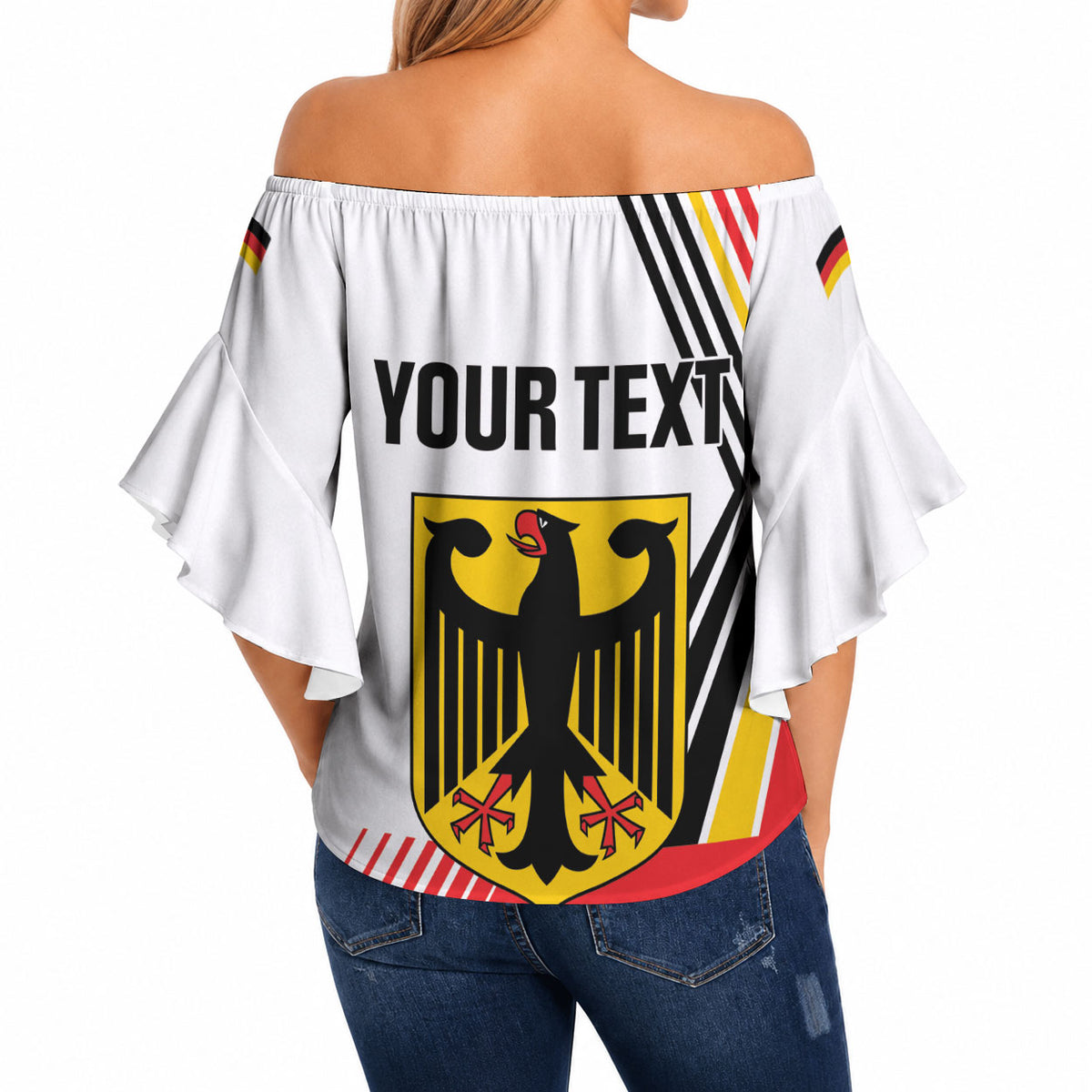 Personalised German Unity Day Off Shoulder Wrap Waist Top Deutschland Flag Stylized