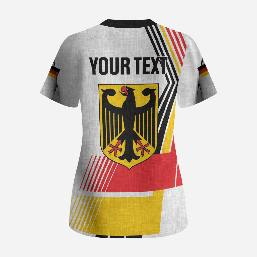 Personalised German Unity Day Scrub Top Deutschland Flag Stylized