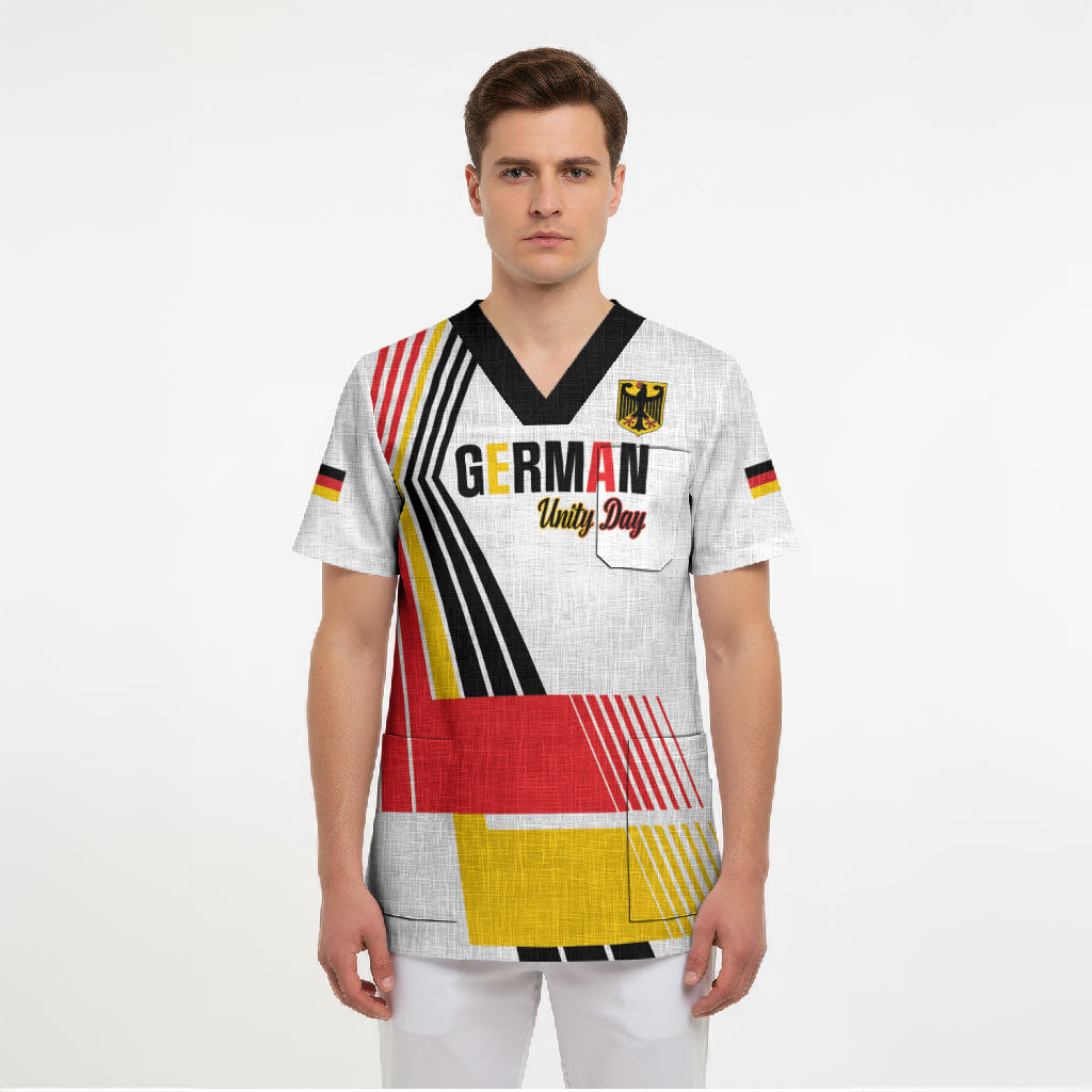 Personalised German Unity Day Scrub Top Deutschland Flag Stylized