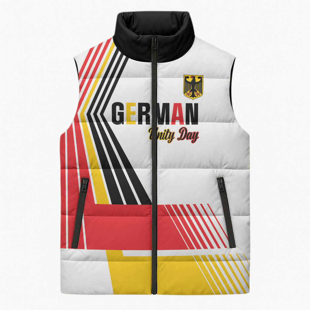 Personalised German Unity Day Sleeveless Puffer Jacket Deutschland Flag Stylized