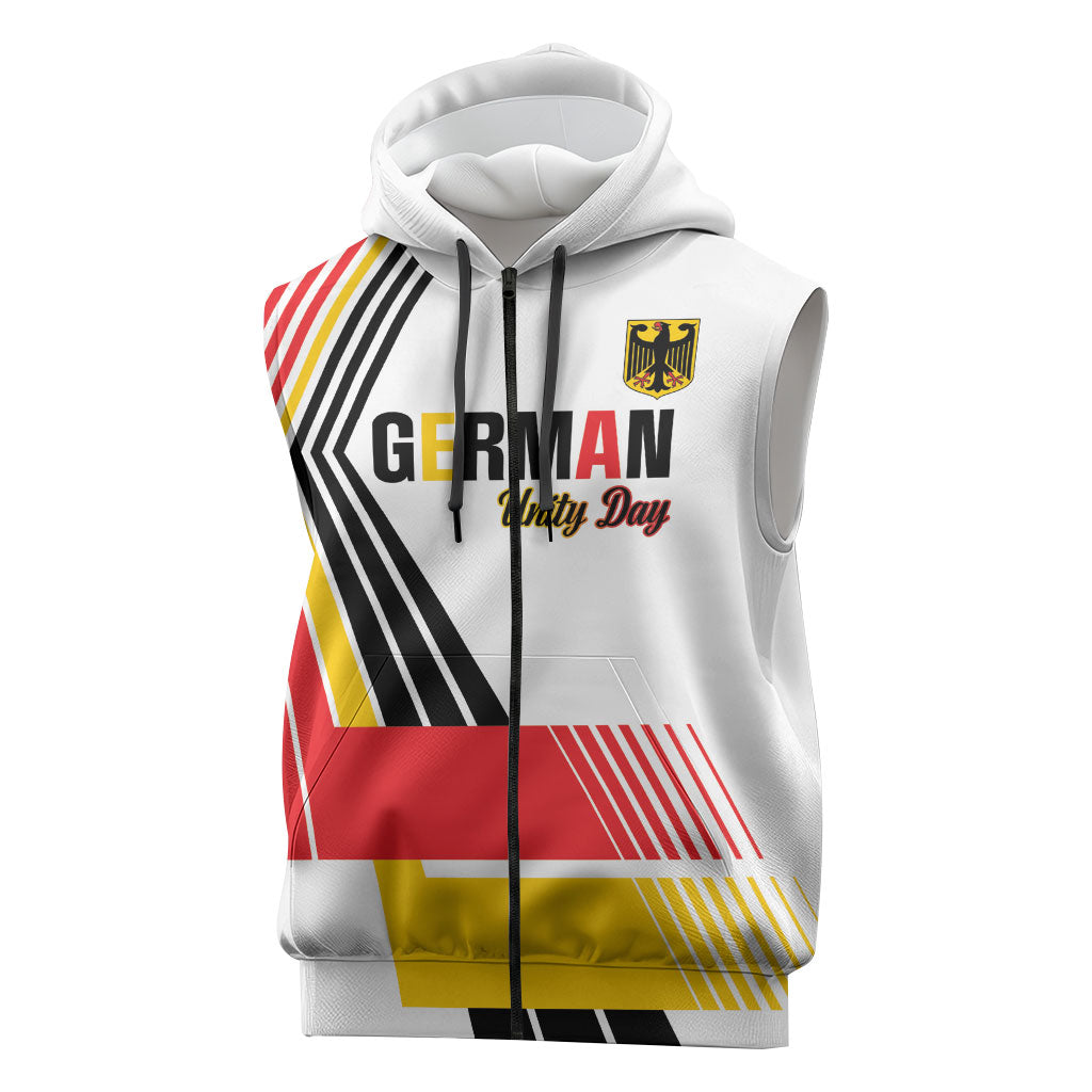 Personalised German Unity Day Sleeveless Zip Hoodie Deutschland Flag Stylized