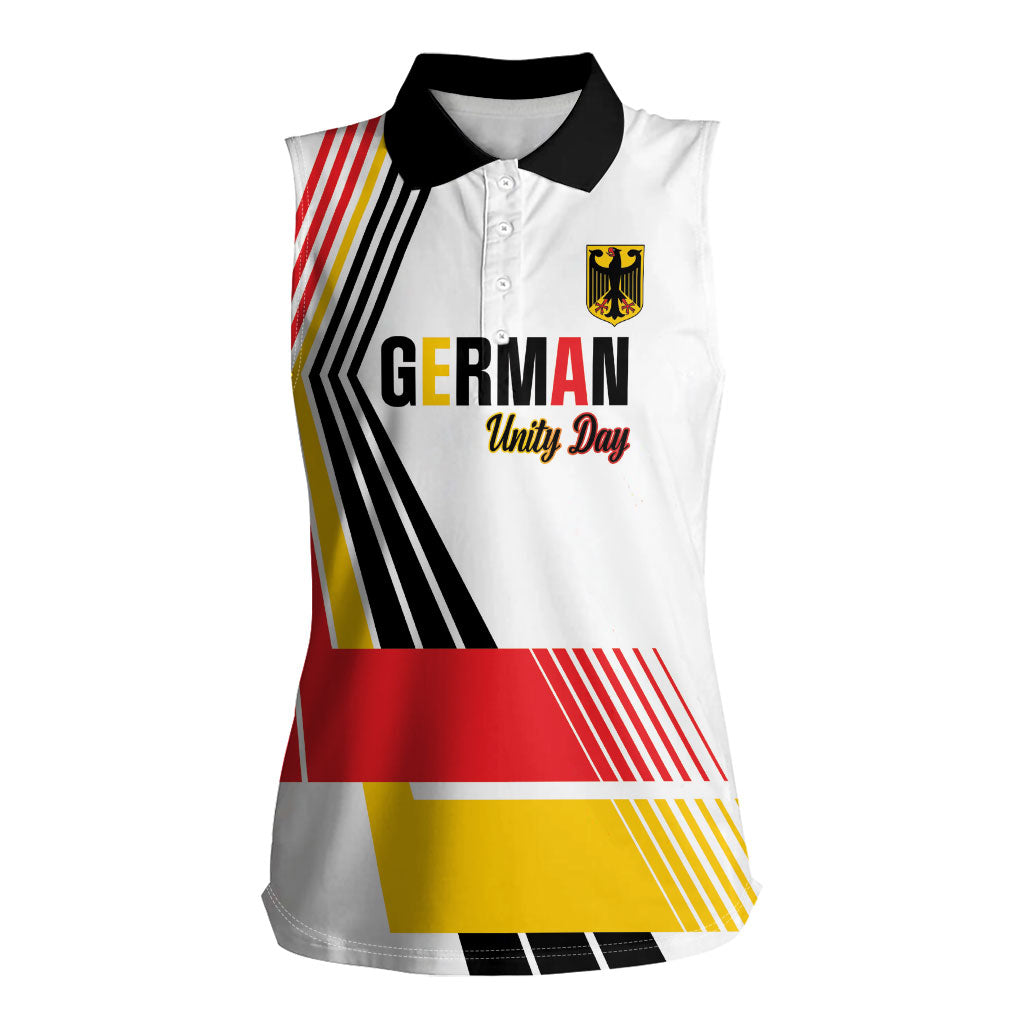 Personalised German Unity Day Women Sleeveless Polo Shirt Deutschland Flag Stylized