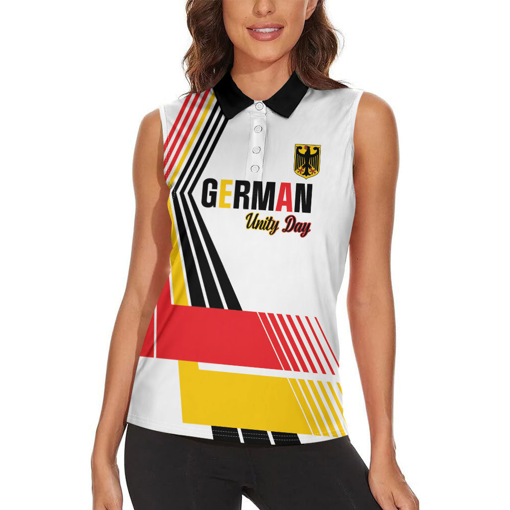 Personalised German Unity Day Women Sleeveless Polo Shirt Deutschland Flag Stylized