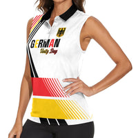Personalised German Unity Day Women Sleeveless Polo Shirt Deutschland Flag Stylized