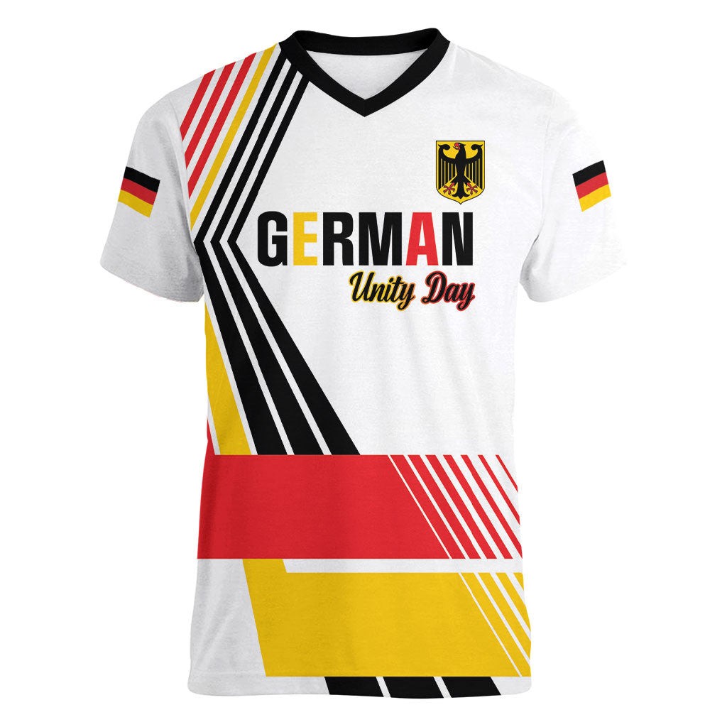 Personalised German Unity Day Women V-Neck T-Shirt Deutschland Flag Stylized