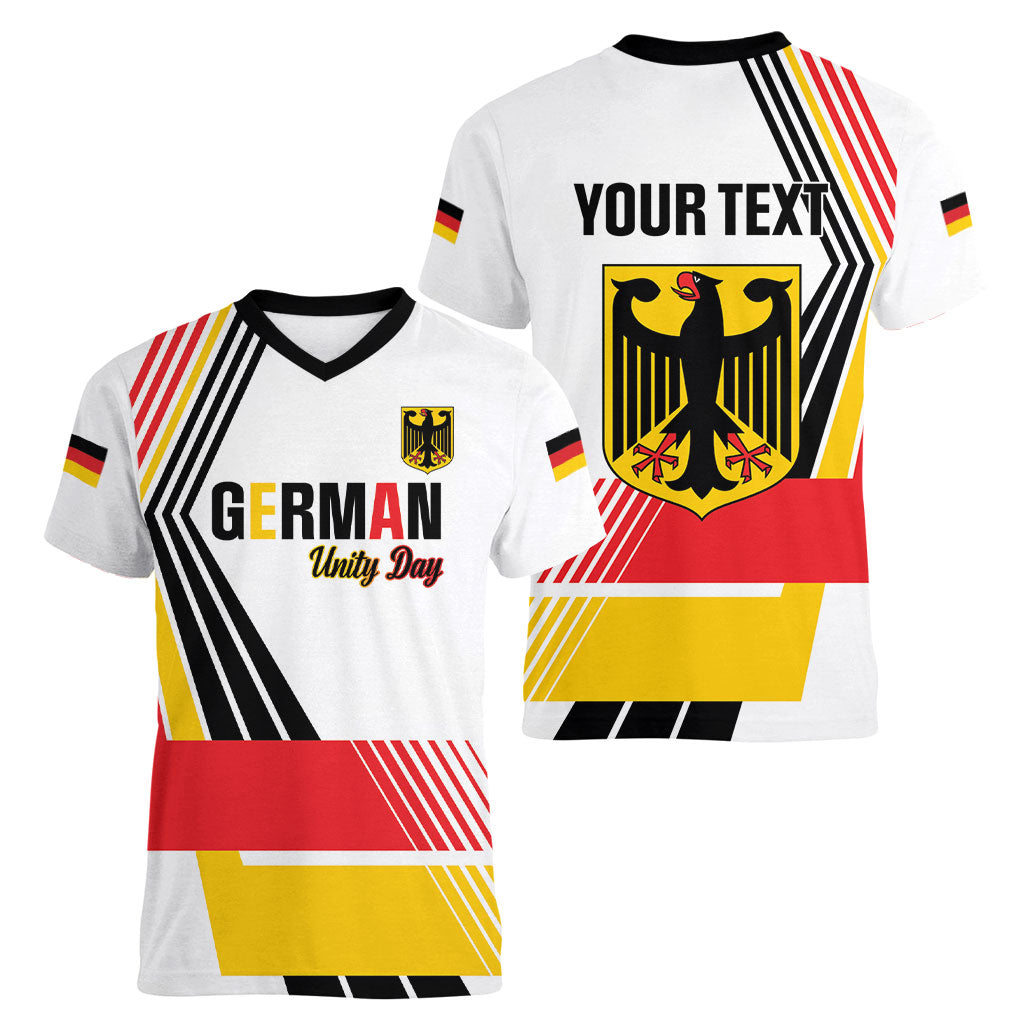 Personalised German Unity Day Women V-Neck T-Shirt Deutschland Flag Stylized