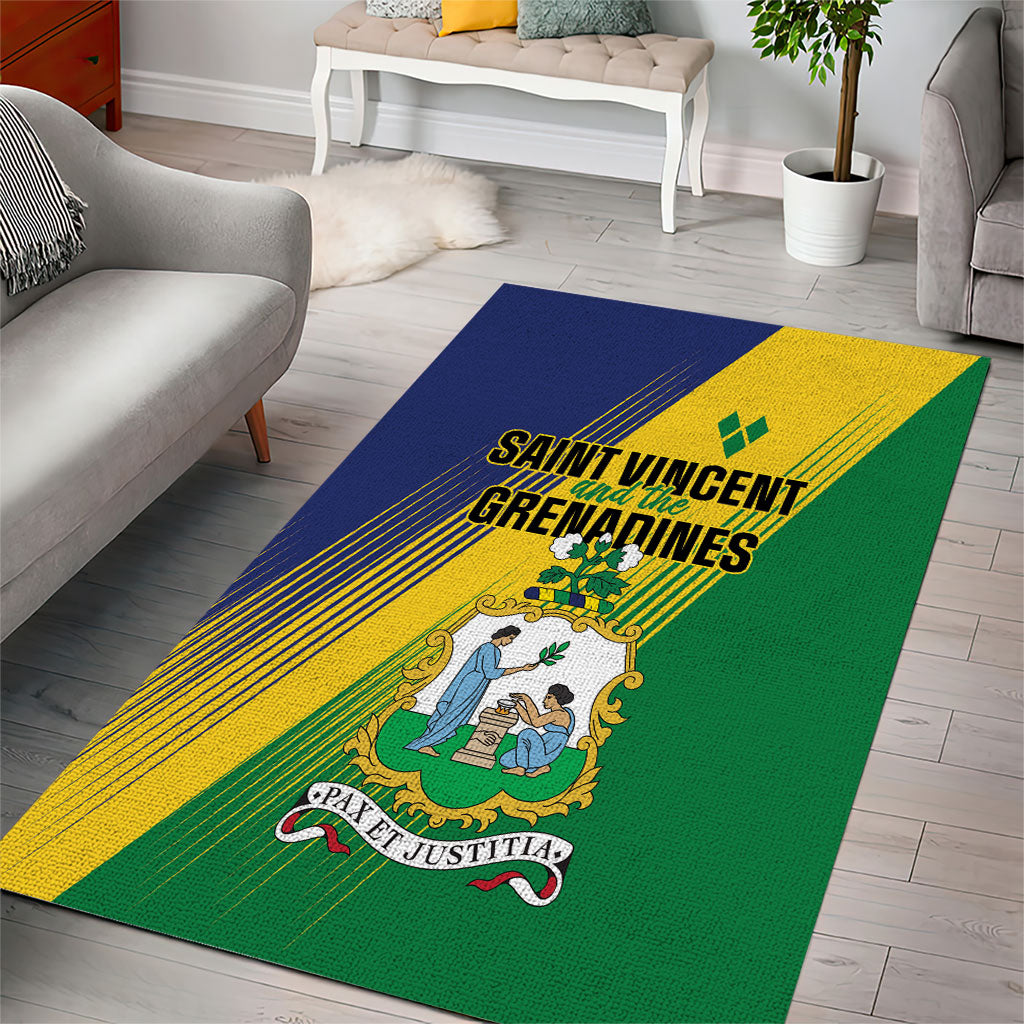 Saint Vincent and the Grenadines Area Rug Coat of Arms Flag Stylized