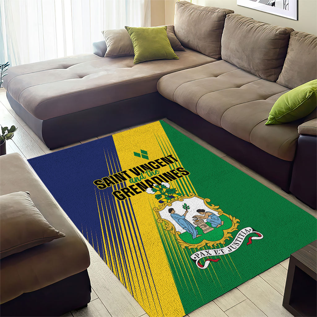 Saint Vincent and the Grenadines Area Rug Coat of Arms Flag Stylized
