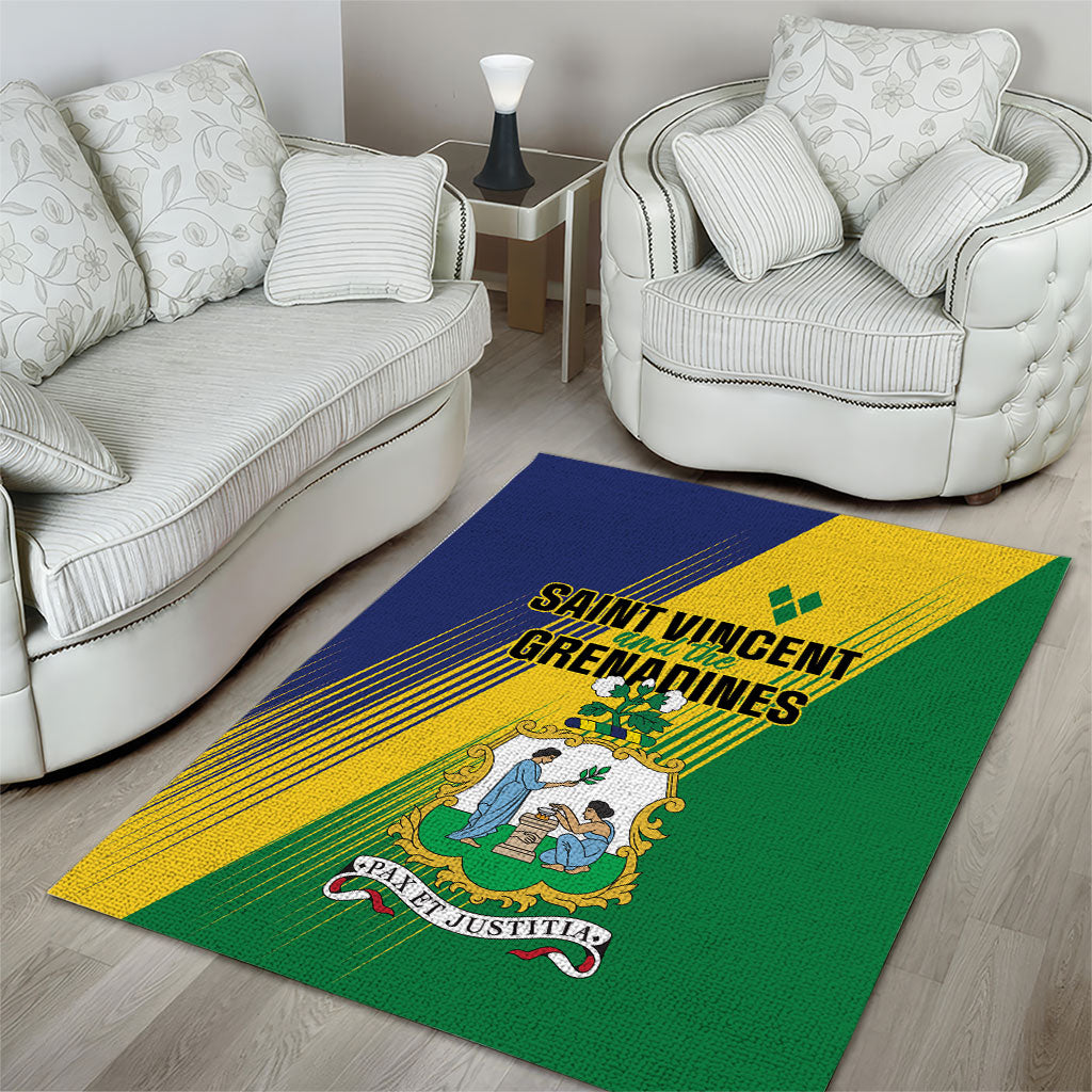 Saint Vincent and the Grenadines Area Rug Coat of Arms Flag Stylized