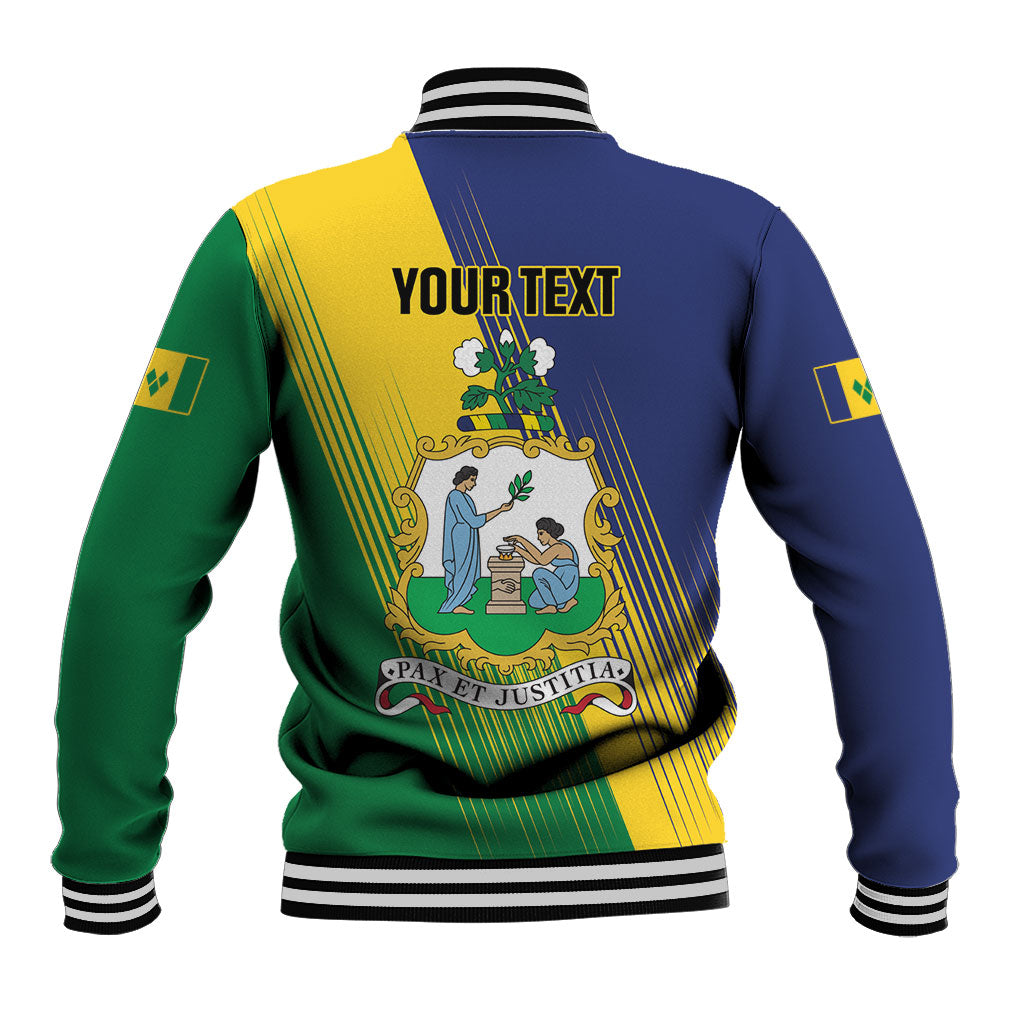 Personalised Saint Vincent and the Grenadines Baseball Jacket Coat of Arms Flag Stylized