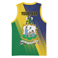 Personalised Saint Vincent and the Grenadines Basketball Jersey Coat of Arms Flag Stylized
