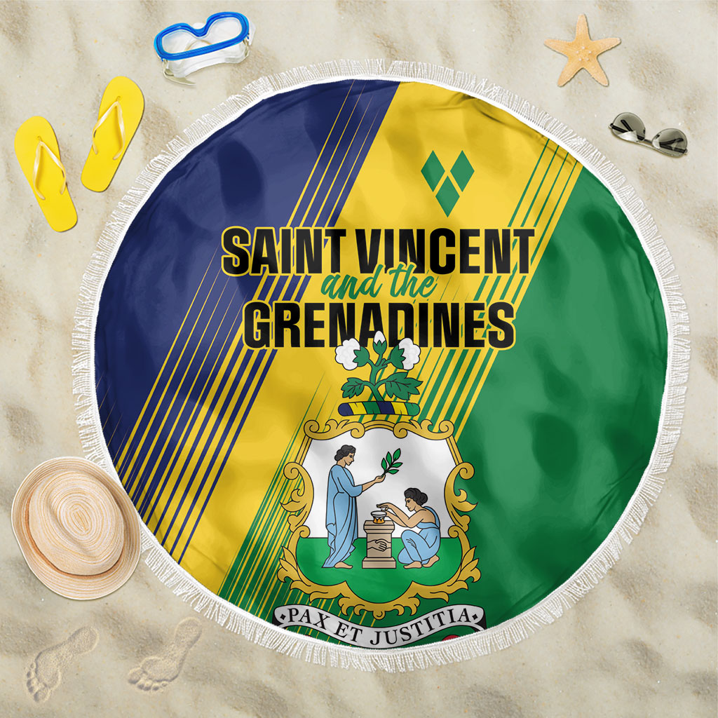 Saint Vincent and the Grenadines Beach Blanket Coat of Arms Flag Stylized
