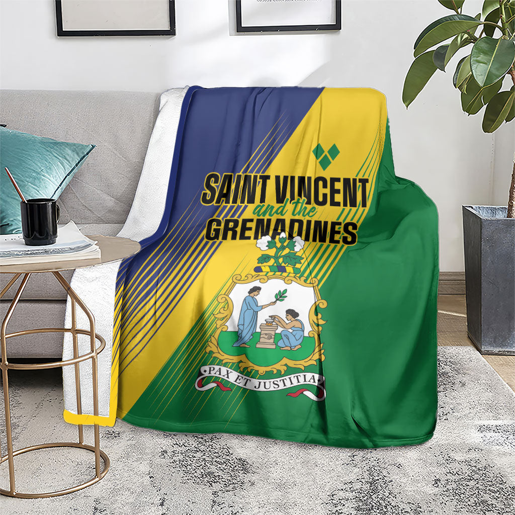 Saint Vincent and the Grenadines Blanket Coat of Arms Flag Stylized