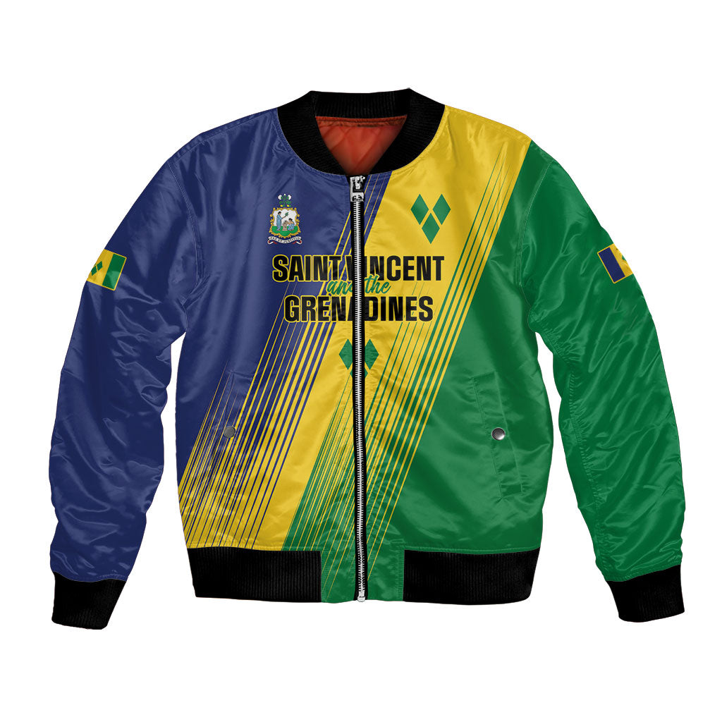 Personalised Saint Vincent and the Grenadines Bomber Jacket Coat of Arms Flag Stylized