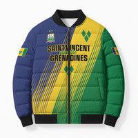 Personalised Saint Vincent and the Grenadines Bomber Puffer Jacket Coat of Arms Flag Stylized