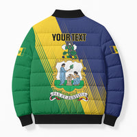 Personalised Saint Vincent and the Grenadines Bomber Puffer Jacket Coat of Arms Flag Stylized