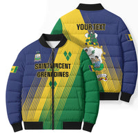 Personalised Saint Vincent and the Grenadines Bomber Puffer Jacket Coat of Arms Flag Stylized