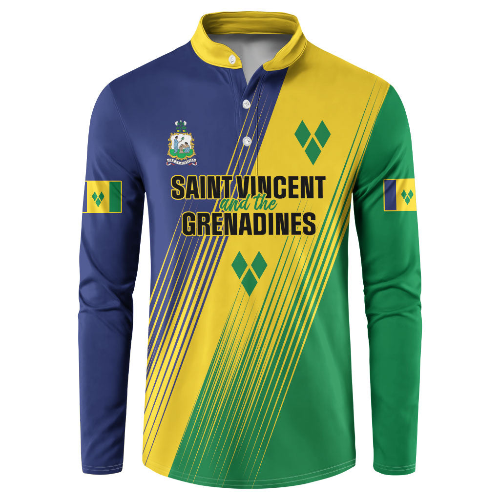 Personalised Saint Vincent and the Grenadines Button Sweatshirt Coat of Arms Flag Stylized