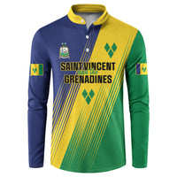 Personalised Saint Vincent and the Grenadines Button Sweatshirt Coat of Arms Flag Stylized