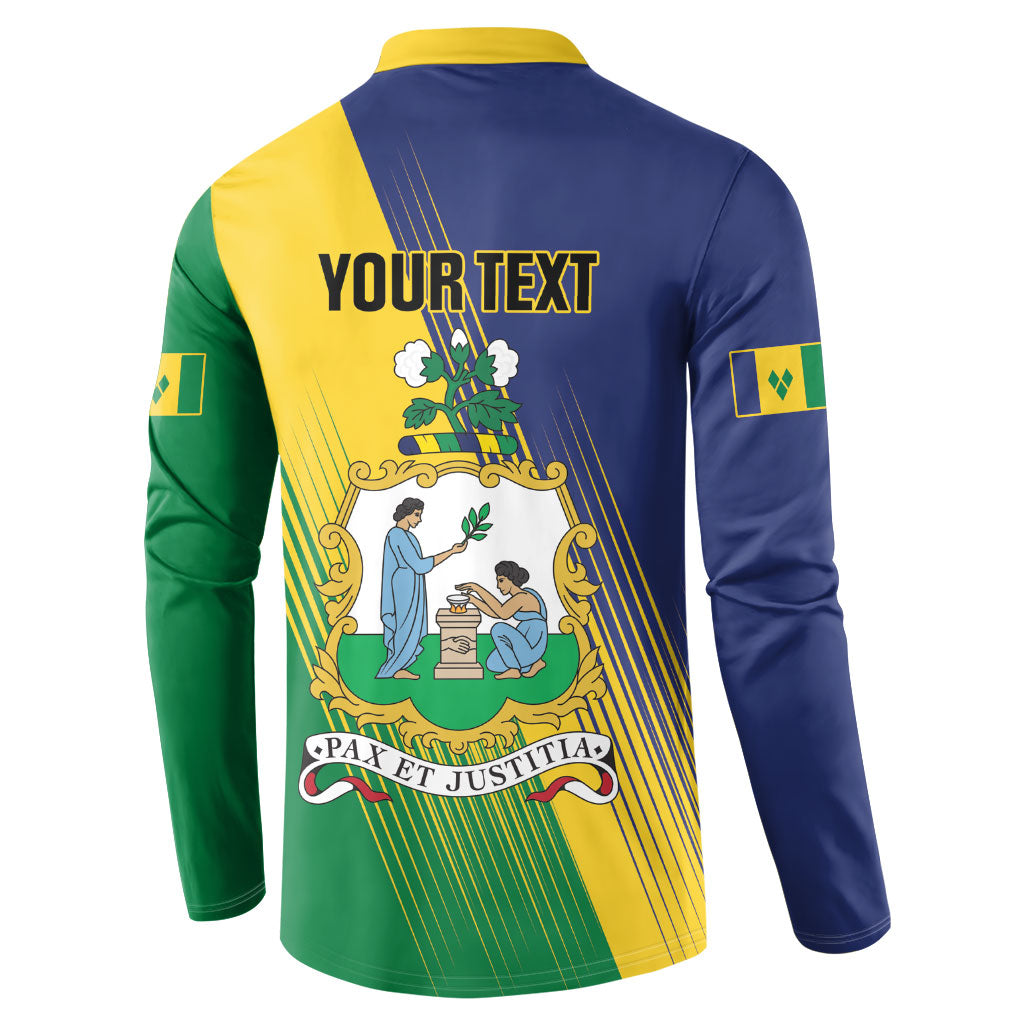 Personalised Saint Vincent and the Grenadines Button Sweatshirt Coat of Arms Flag Stylized