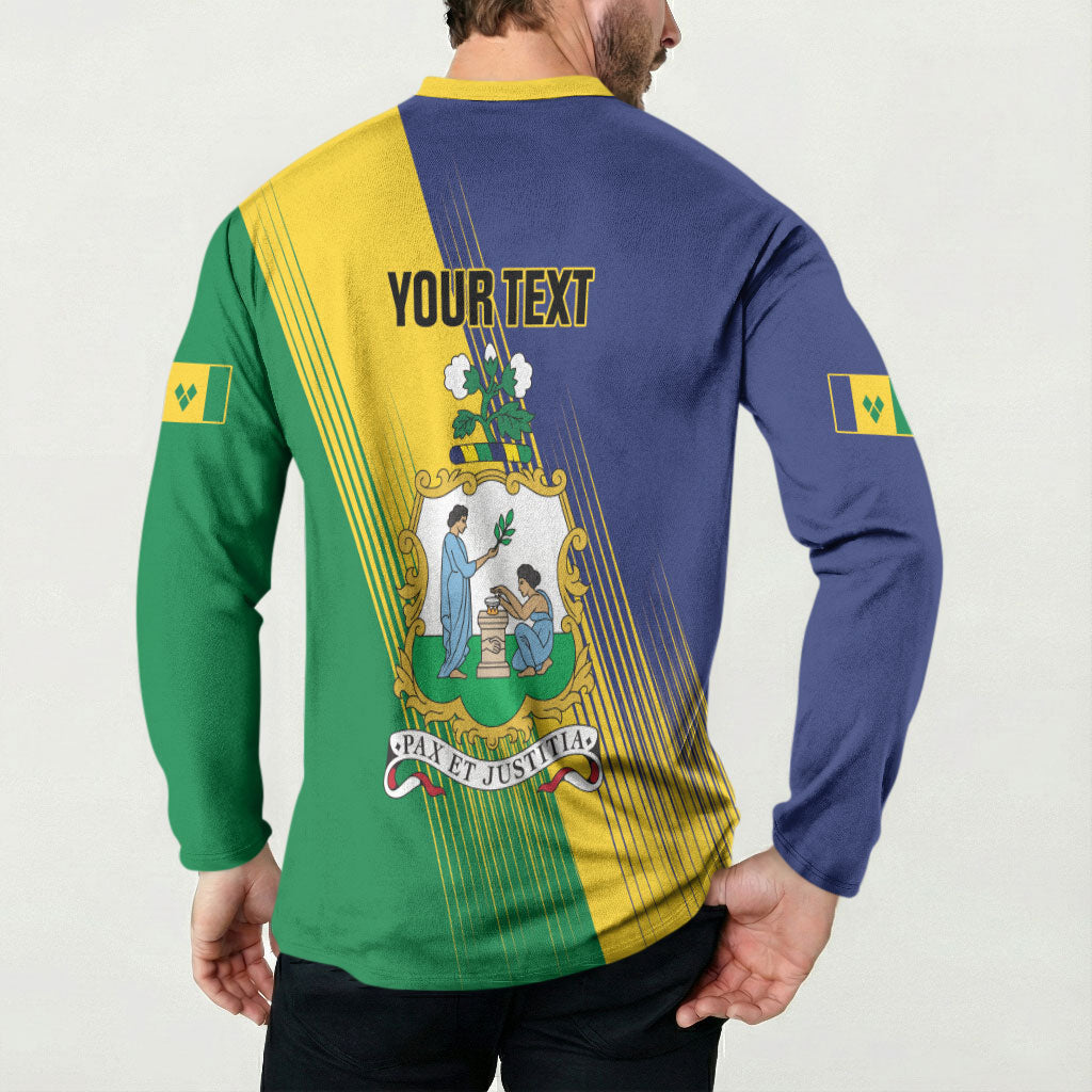 Personalised Saint Vincent and the Grenadines Button Sweatshirt Coat of Arms Flag Stylized