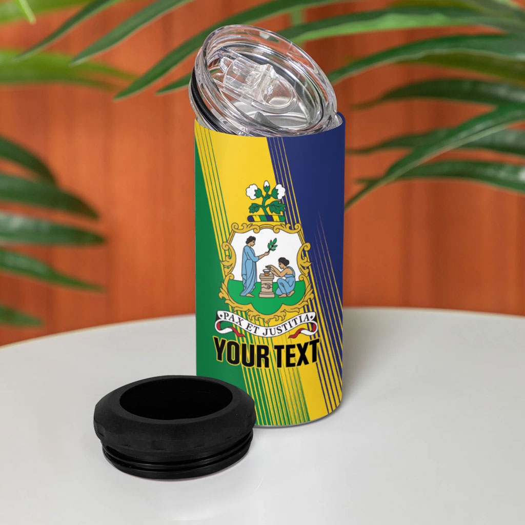 Personalised Saint Vincent and the Grenadines 4 in 1 Can Cooler Tumbler Coat of Arms Flag Stylized