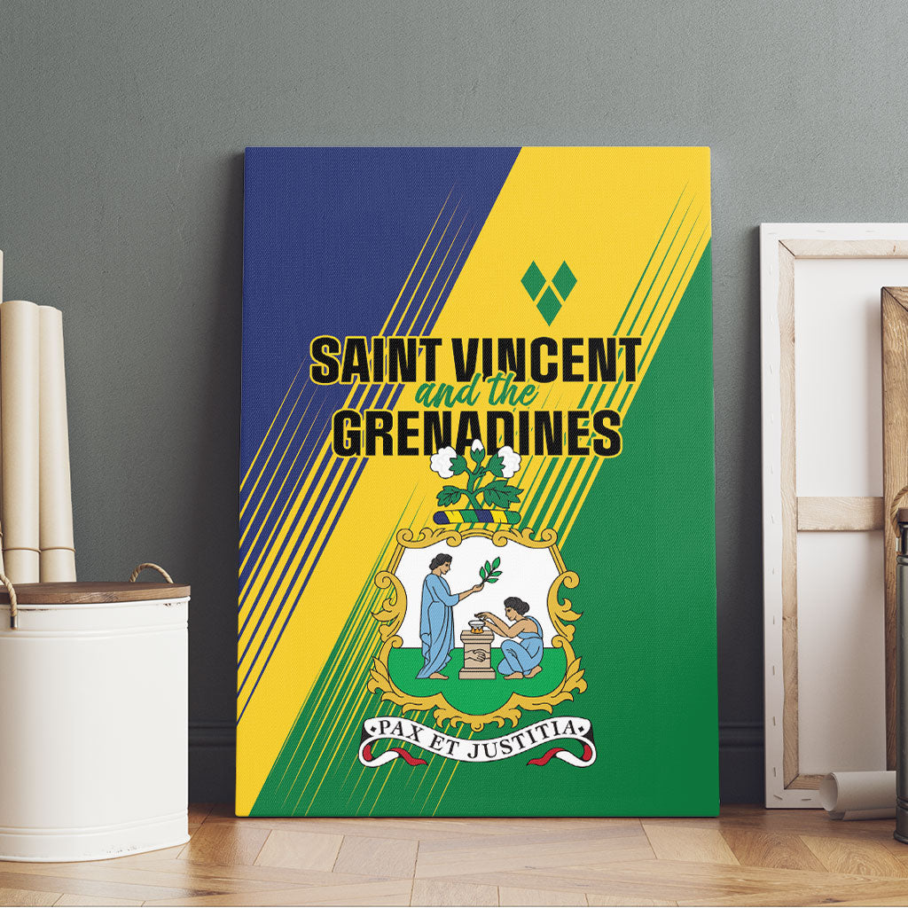 Saint Vincent and the Grenadines Canvas Wall Art Coat of Arms Flag Stylized