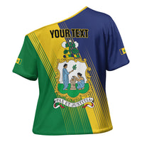 Personalised Saint Vincent and the Grenadines Cross Shoulder Shirt Coat of Arms Flag Stylized