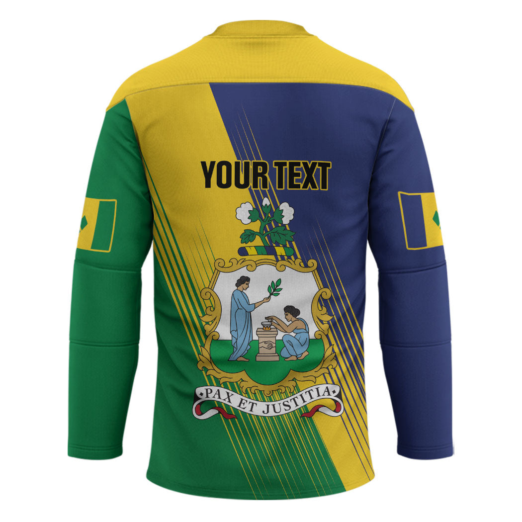 Personalised Saint Vincent and the Grenadines Hockey Jersey Coat of Arms Flag Stylized